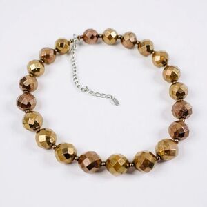 Esmor Bronze Metallic Faceted Beaded Choker Necklace‎